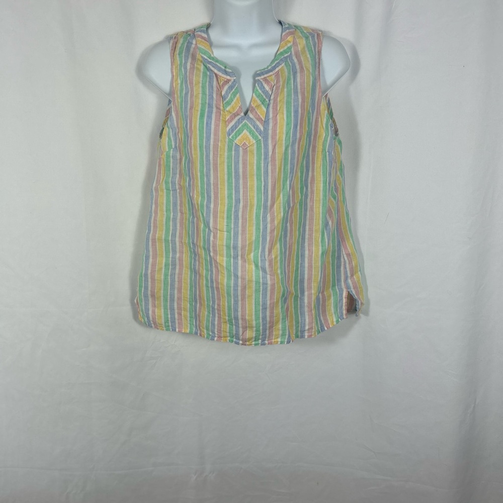 Talbots Linen Striped Sleeveless Top SP